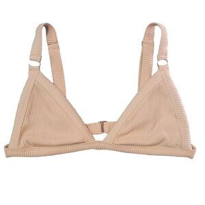 Peach Ribbed Triangle Bralette Adjustable Straps Size M